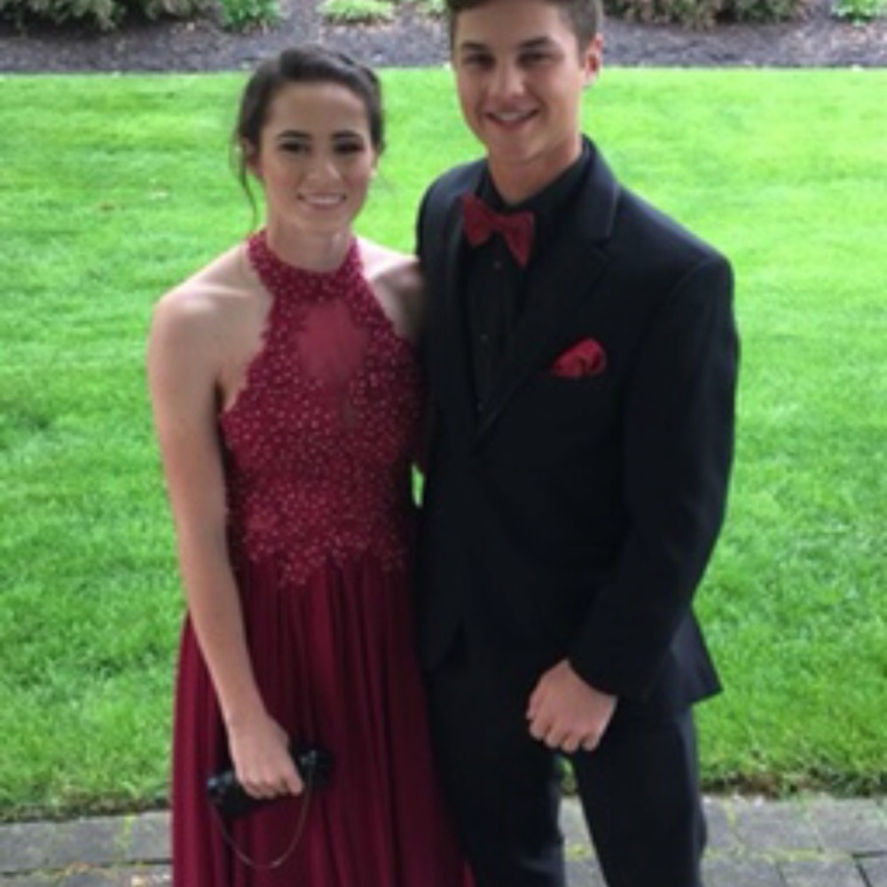 Dark red prom dress
